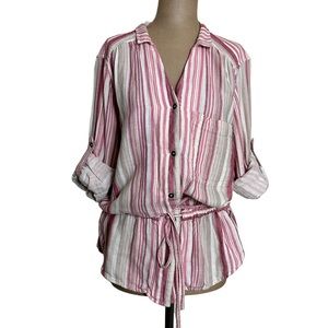 Rag & Bone size Large 100% cotton striped button down with gathered waist